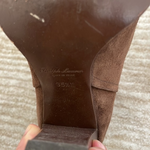 Ralph Lauren Purple Label Brown Suede Ankle Boots with Heel Size 35.5 - Picture 7 of 10